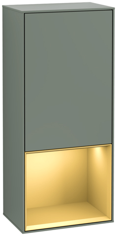 V&B Seitenschrank Wandbeleuchtung Finion 41,8cm, rechts, Regal unten Gold Matt, Olive Matt Lacquer