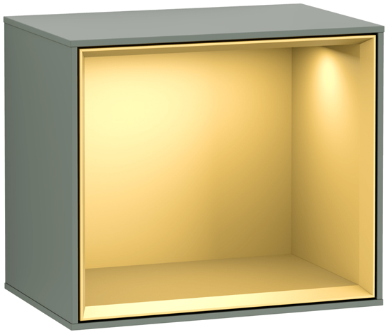 V&B Regalmodul Wandbeleuchtung Finion 41,8x35,6x27cm, Regal Gold Matt, Olive Matt Lacquer
