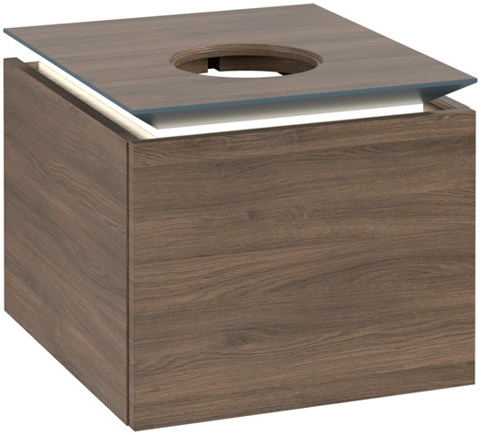 V&B Waschtischunterschrank Legato 45x38x50cm, Waschtisch mittig, mit LED-Beleuchtung, Arizona Oak