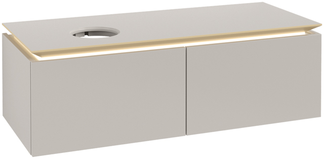 V&B Waschtischunterschrank Legato 120x38x50cm, Waschtisch links, mit LED-Beleuchtung, Soft Grey