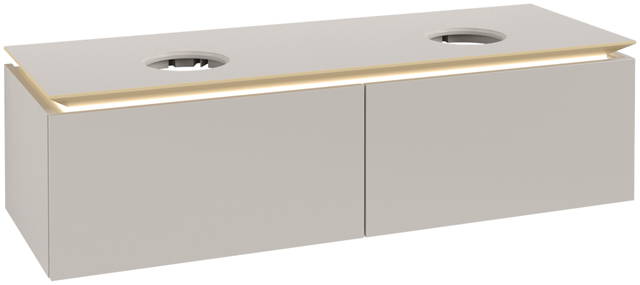 V&B Waschtischunterschrank Legato 140x38x50cm, für 2 Waschtische, mit LED-Beleuchtung, Soft Grey