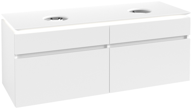 V&B Waschtischunterschrank Legato 140x55x50cm, für 2 Waschtische, mit LED-Beleuchtung, White Matt