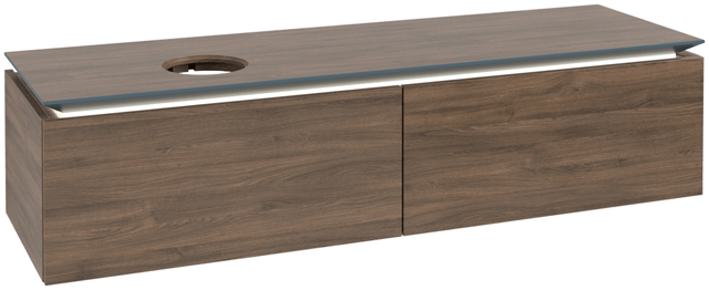 V&B Waschtischunterschrank Legato 160x38x50cm, Waschtisch links, mit LED-Beleuchtung, Arizona Oak