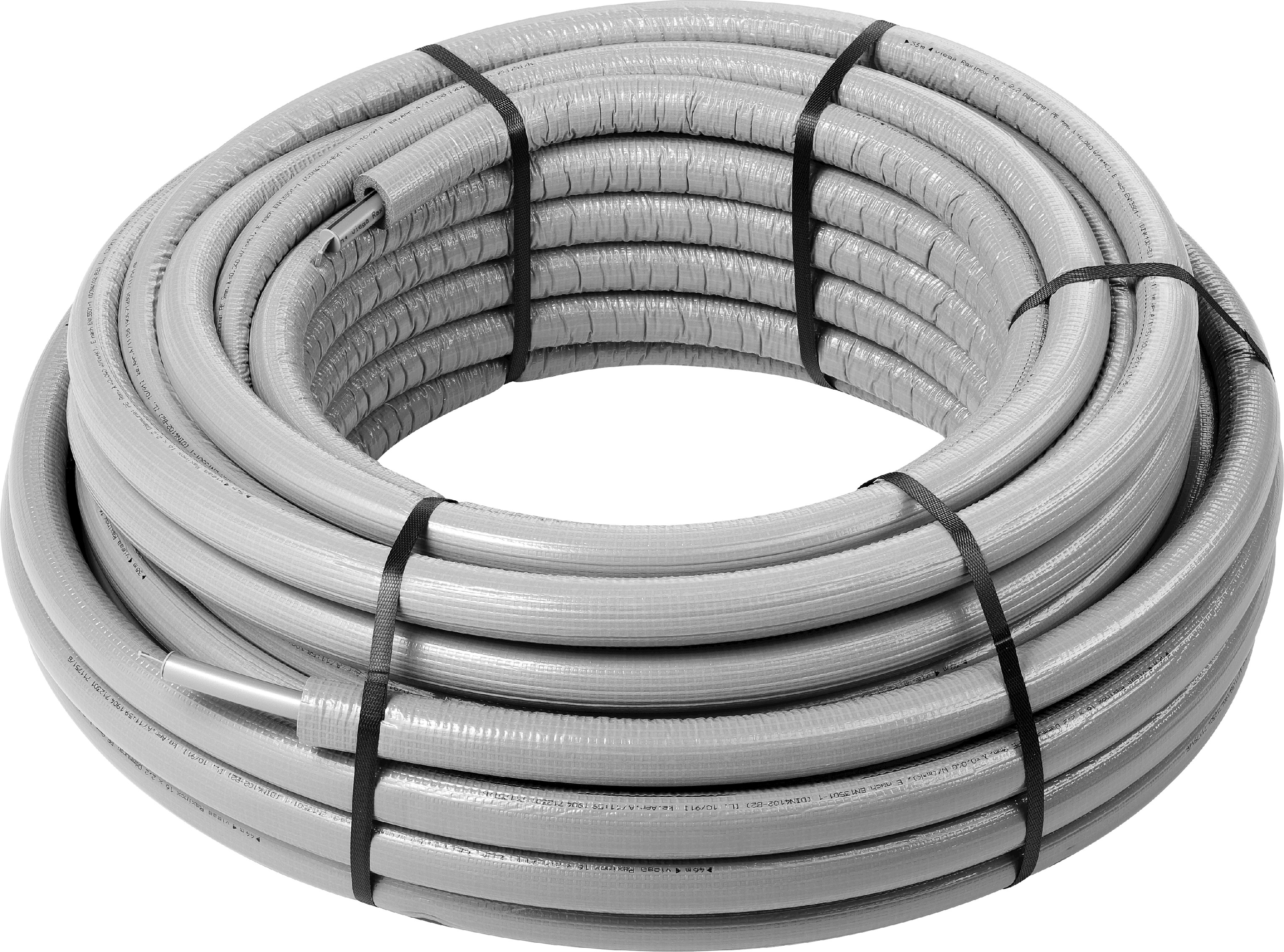 Viega Rohr Raxinox 4402.5 16 x 2,2 mm, 50 m Ring, Stahl nichtrostend, Dämmung 9 mm grau