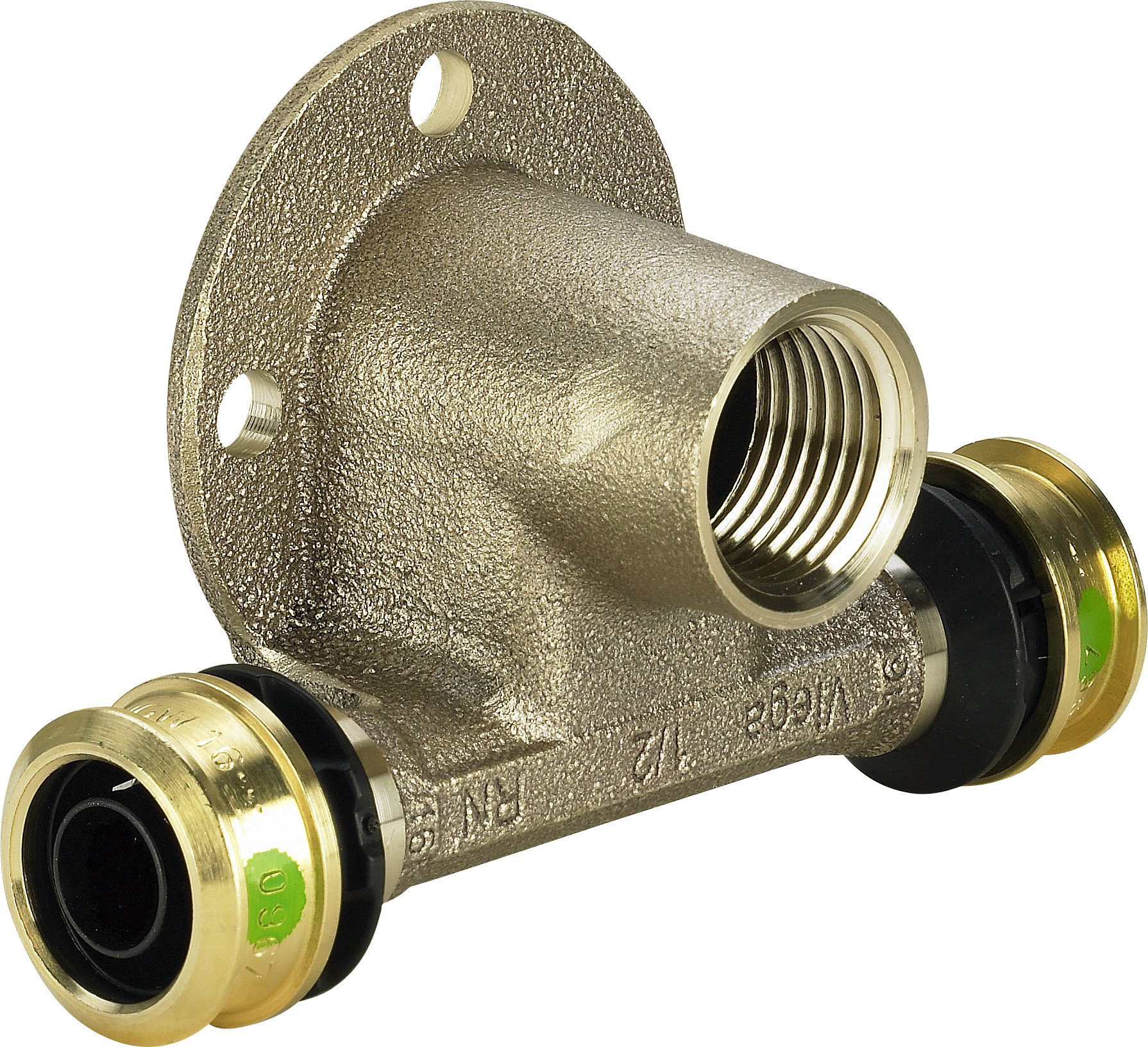 Viega Wandscheiben-T-Stück Raxofix 5324.3 16 mm x Rp 1/2, mit SC-Contur, Siliziumbronze