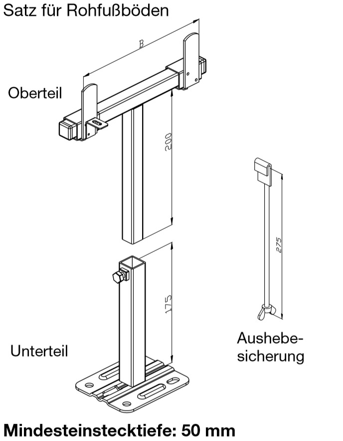 Wemefa Hubkonsole 8520 230 mm breit, für Rohfußböden