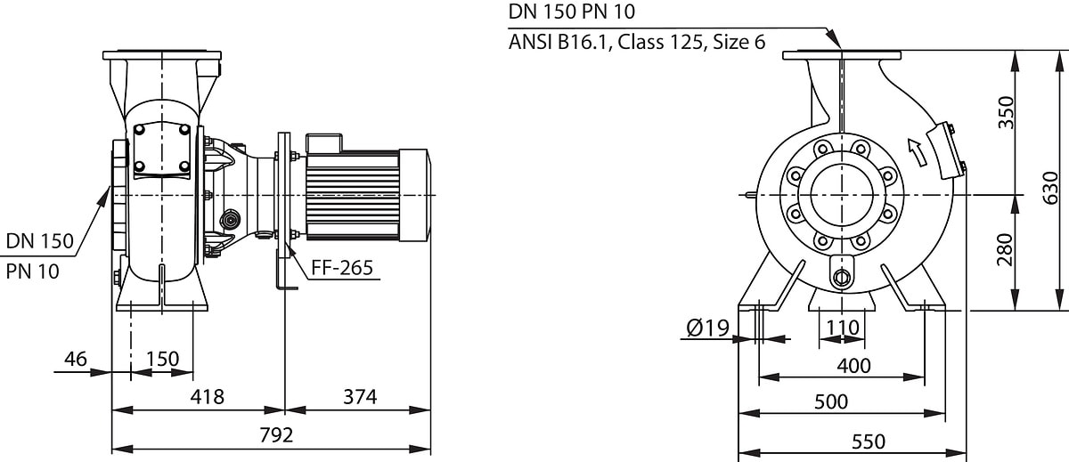 Wilo Abwasser-Tauchmotorpumpe RexaBloc RE 15.84D-210DAH132S6, DN 150