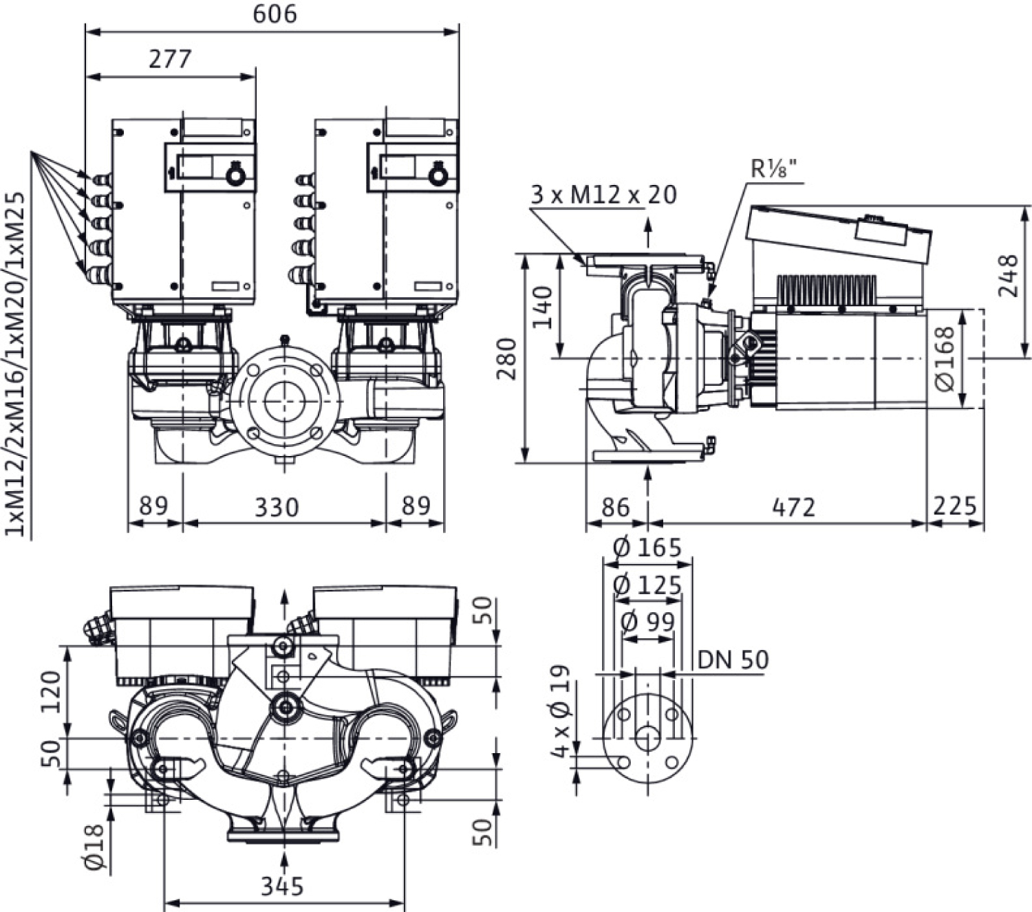 Wilo Trockenläufer-Hocheffizienz-Doppelpumpe Stratos GIGA-D 50/1-44/3,2-R1, ohne Differenzdruckgeber