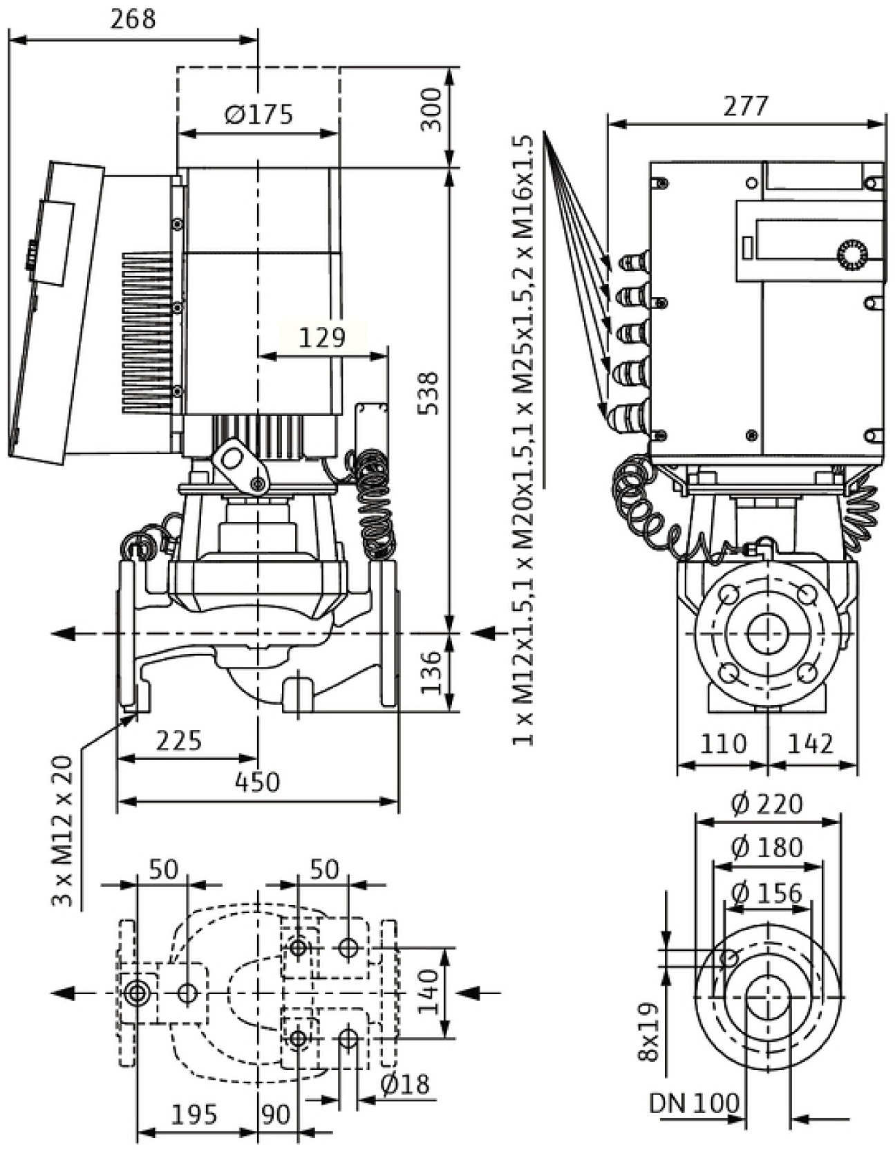 Wilo Trockenläufer-Hocheffizienz-Pumpe Stratos GIGA 100/1-27/4,8-R1, ohne Differenzdruckgeber