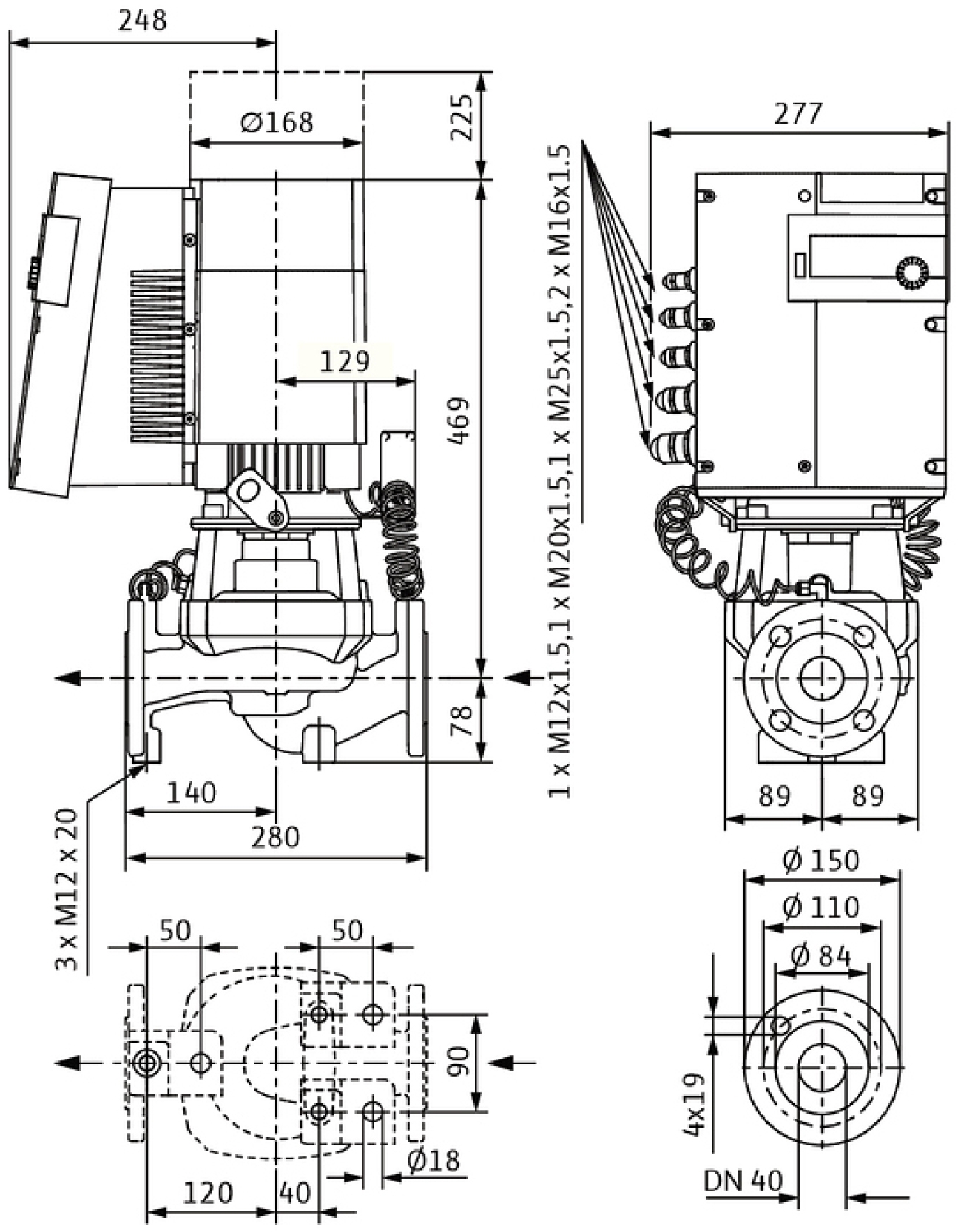 Wilo Trockenläufer-Hocheffizienz-Pumpe Stratos GIGA 40/1-25/1,6-R1, ohne Differenzdruckgeber